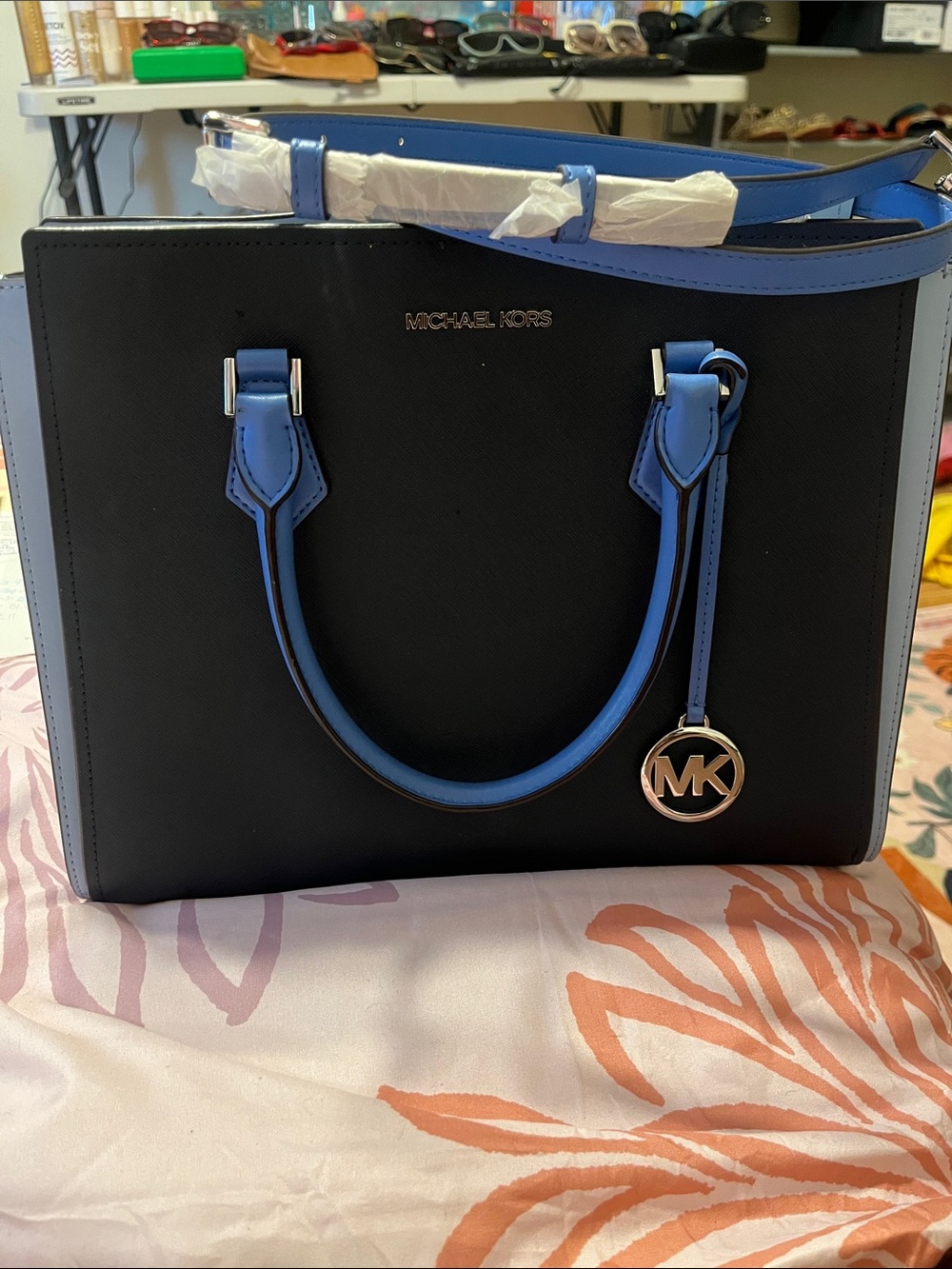 Pre-Loved Michael Kors Two Toned Blue Satchel